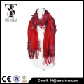 Many tassels red acrylic special technology long scarf